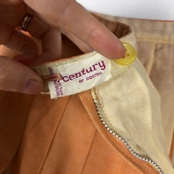 Vintage 1960s Wool Pleated Mini Skirt Century of Boston Salmon Pink Beige - Picture 4 of 16